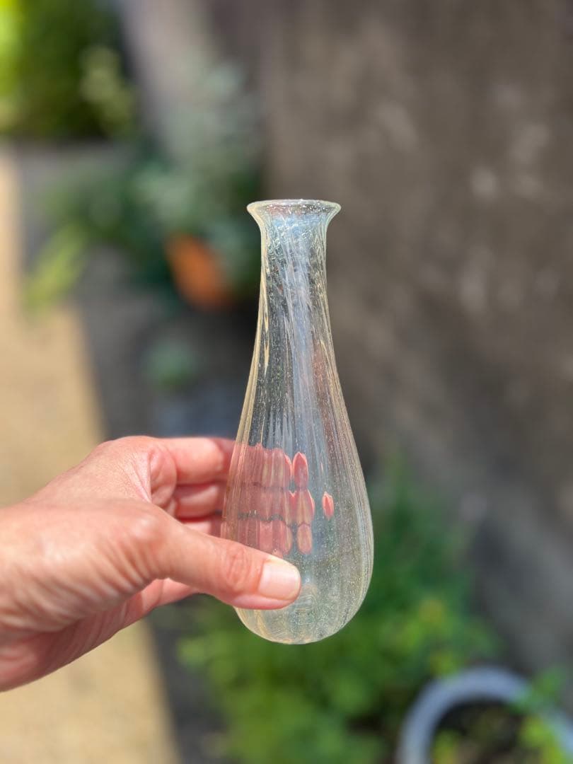 時代　捻りガラス　ウランガラス　徳利　一輪挿し　和ガラス　アンティーク　古道具