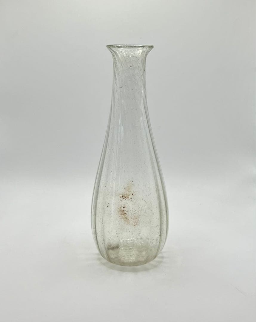 時代　捻りガラス　ウランガラス　徳利　一輪挿し　和ガラス　アンティーク　古道具