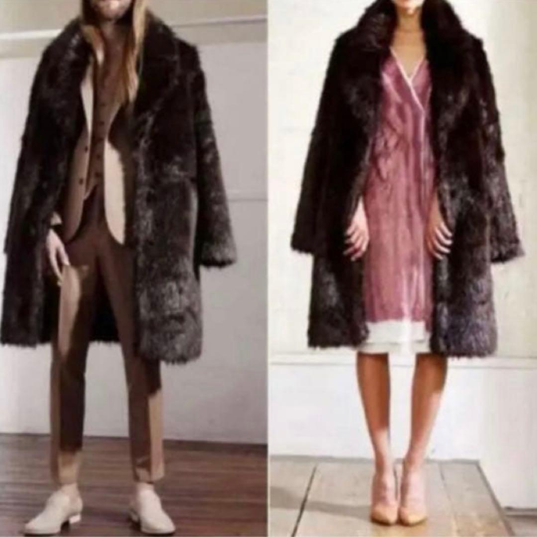 《未使用級》 マルタンマルジェラ ビーバーフェイクファーコート ブラウン