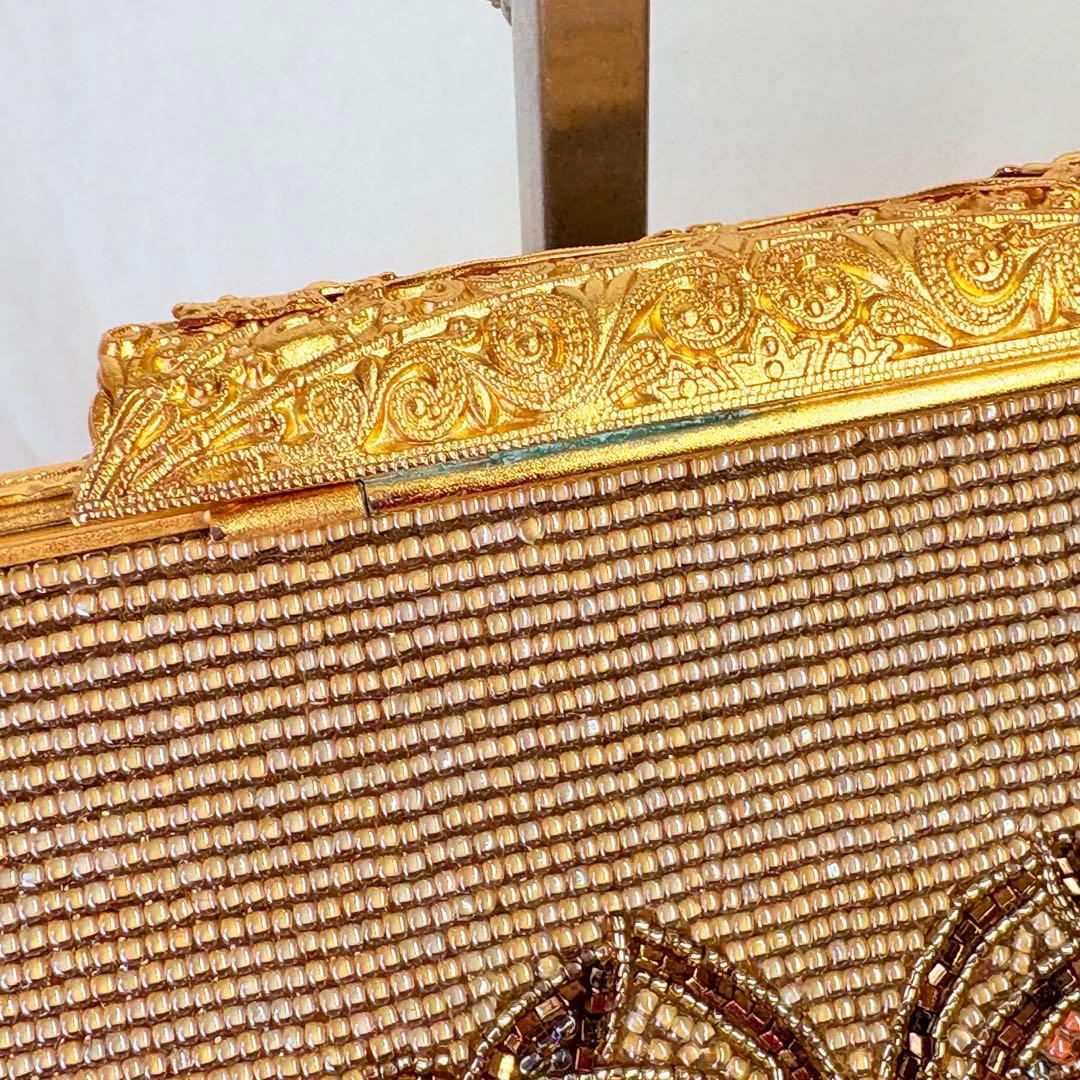 二重糸本刺繍ビーズバック 卒業 入学式 結婚式 パーティーバック 和装