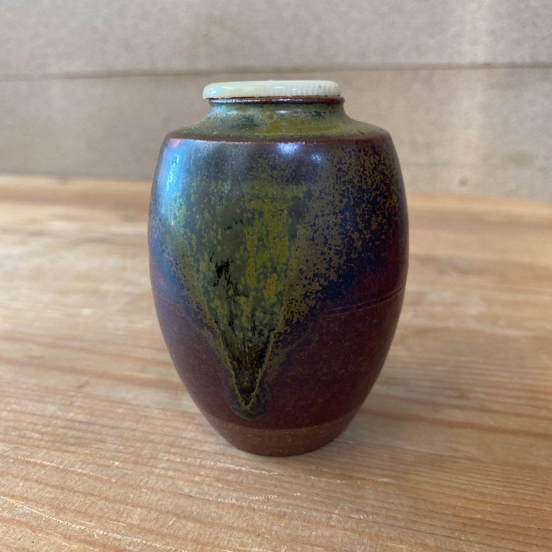 [茶道具] 信水窯　丹波　肩衝茶入　(共箱) ○