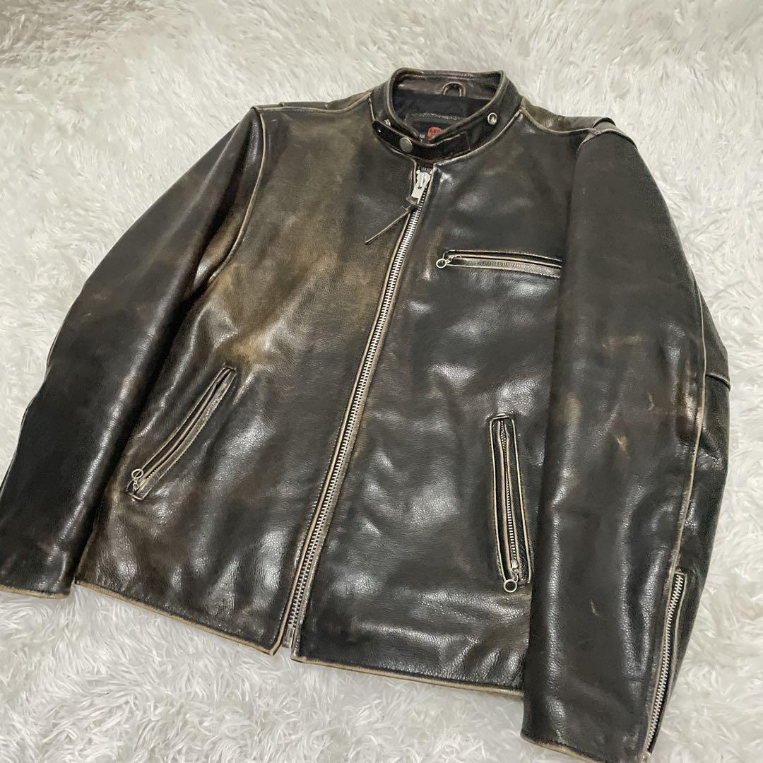 RBC レザージャケット　シングルライダース　本革　M メンズ　ヴィンテージ