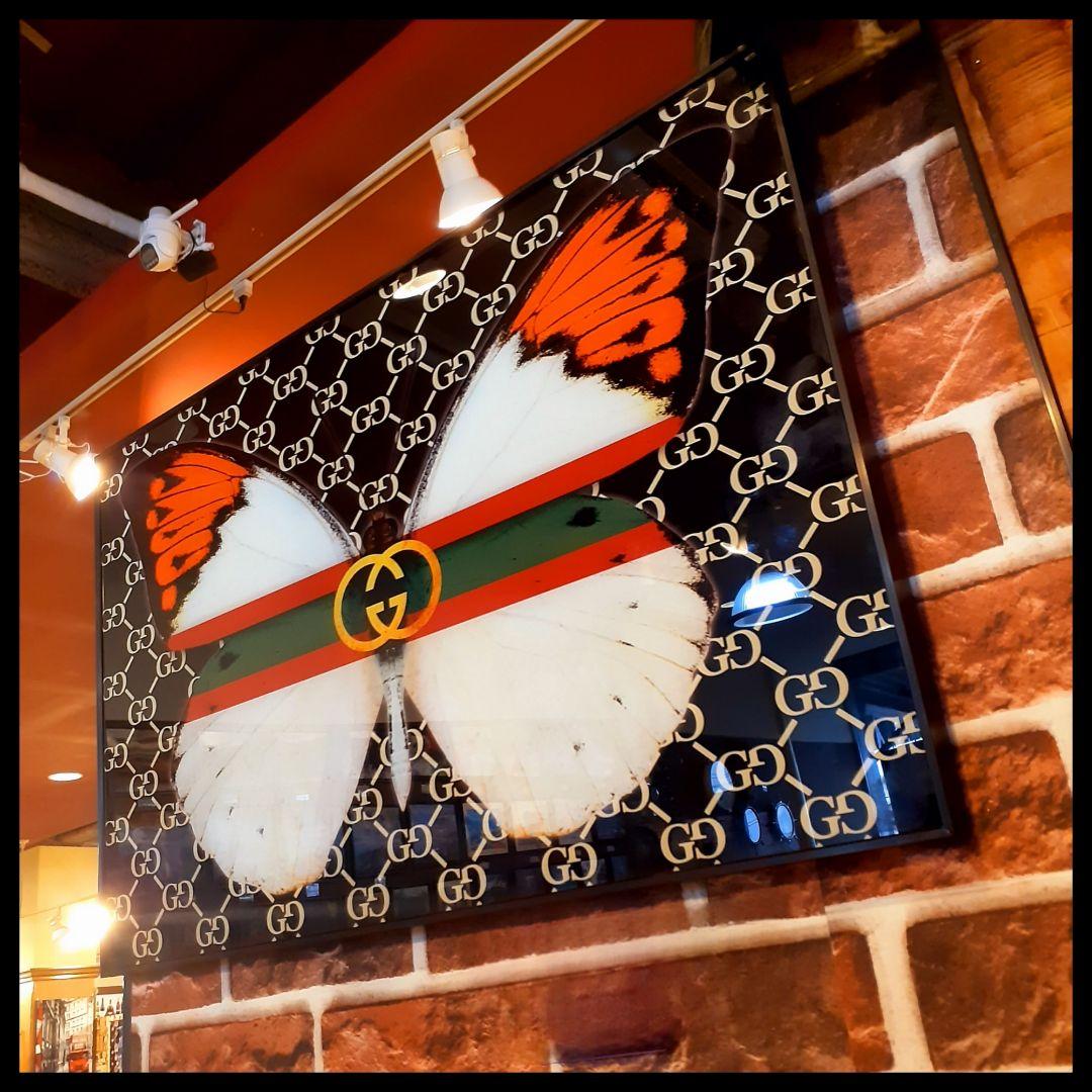 輸入雑貨　特殊強化ガラスアート　『GUCCI』　ミラーアート　60×40cm