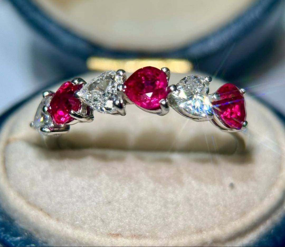こんこん様　ルビーandダイヤモンド　ハートエタニティリング