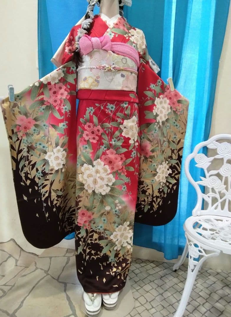 【専用】です❗正絹振袖成人式、重ね衿帯揚げ帯締め、西陣袋帯、襦袢、ガード加工