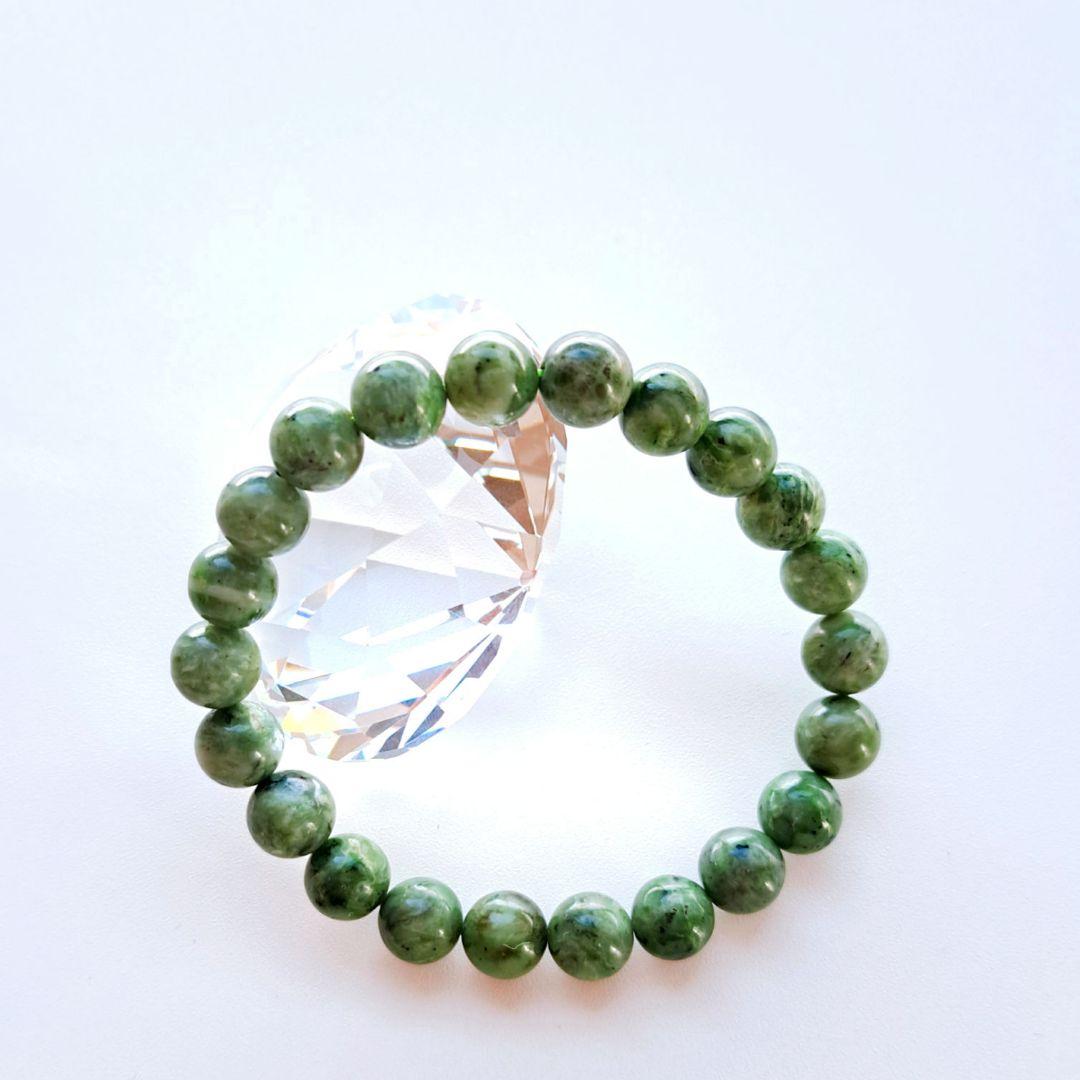 日本石 北海道 日高翡翠 深緑 8.7㎜ 国産ひすい