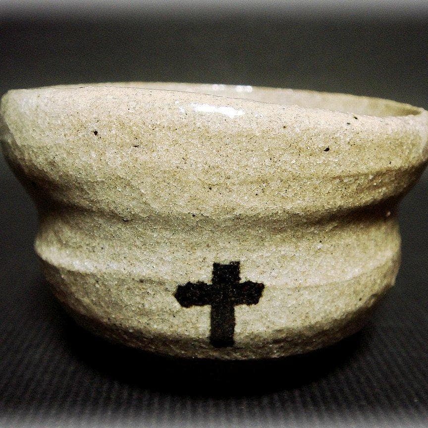 me408⑰『唐津 十字紋 ぐい呑』　/骨董品 古美術 古道具 アンティーク