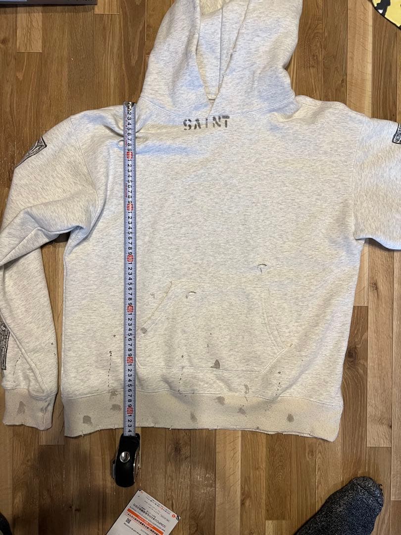 セントマイケル　ダメージ加工 グレー パーカー Lサイズ