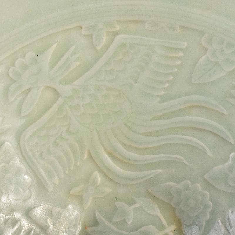 中国　影青　青白釉　陽刻　鳳凰花文　唐子文　鉢　2点　時代箱付　M　R7779