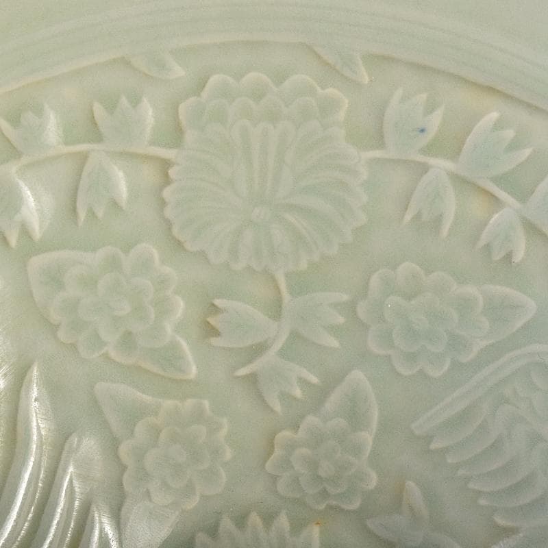 中国　影青　青白釉　陽刻　鳳凰花文　唐子文　鉢　2点　時代箱付　M　R7779