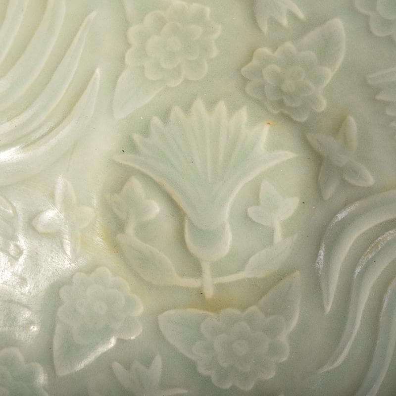 中国　影青　青白釉　陽刻　鳳凰花文　唐子文　鉢　2点　時代箱付　M　R7779