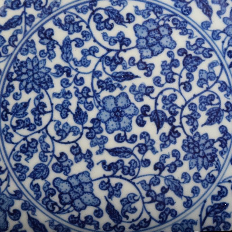 中国　大清雍正年製　青花纏枝花弁文皿　C　8131E