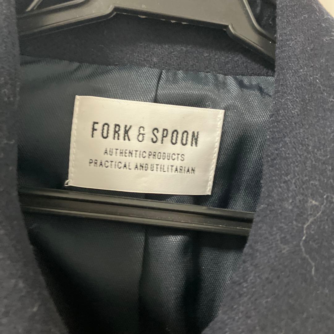 FORK&SPOON　バルカラーミドルコート　ショート　ステンカラー　ネイビー