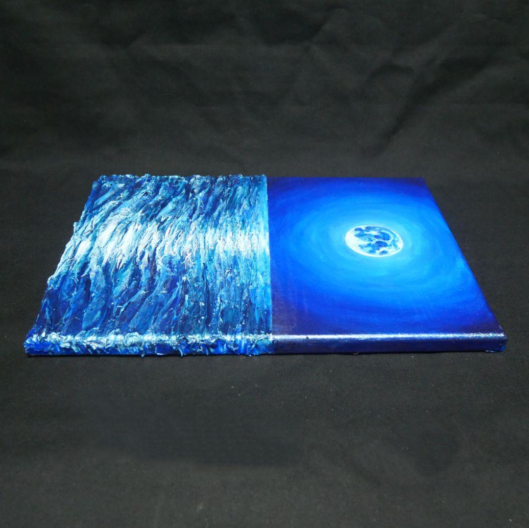 油絵 油彩 油彩画 絵 絵画 【青い月 】F4号