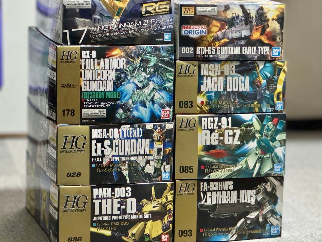 HG RG ガンプラセット ジオ、EX-S、ヤクトドーガ、νガンダムHWS
