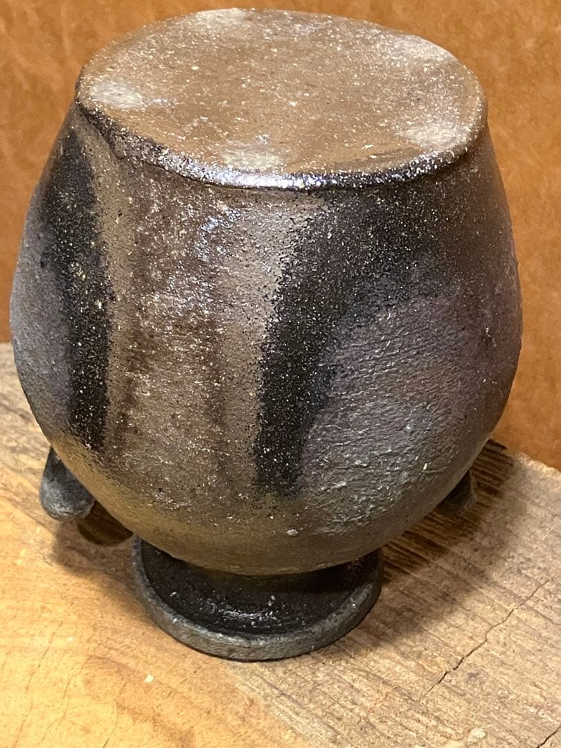 越前　双耳 壺　花入　穴窯焼き締め　（中）