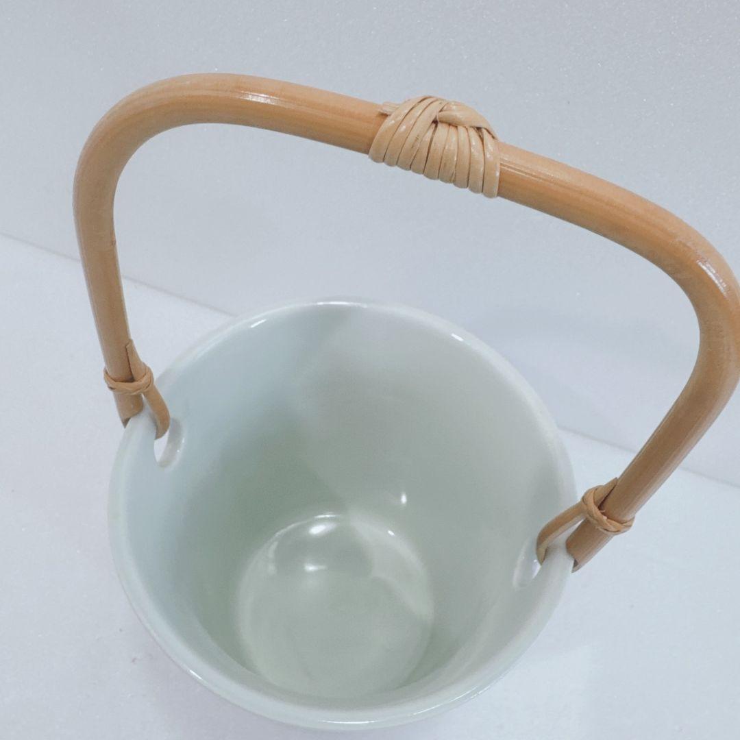 有田焼 しん窯 青花 長崎紋 ボトル バケツ型 容器 帆船 異国情緒