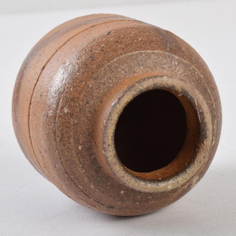 茶道具　備前焼　森宝山造　火襷　茶入　仕覆付　共箱　V　8595