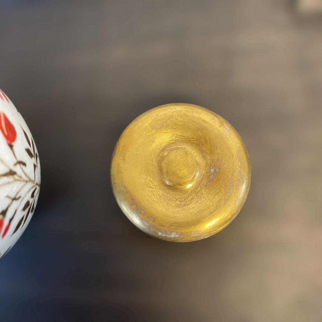 升たかさん　ケシの小壺　蓋物　茶器　金の蓋