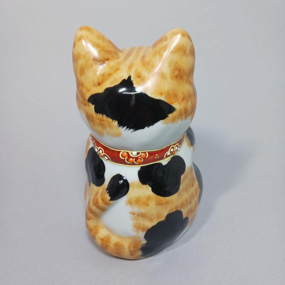 招き猫 九谷焼手書きお願い三毛猫5.2号高さ16cm