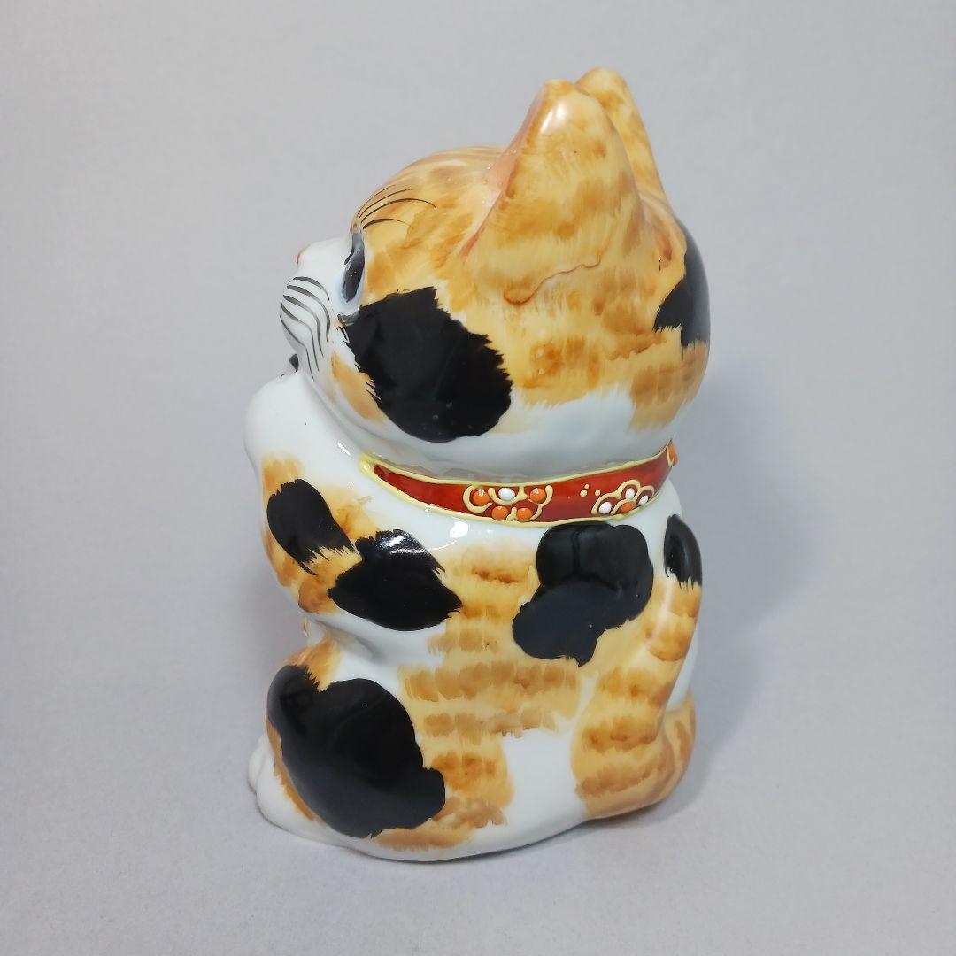 招き猫 九谷焼手書きお願い三毛猫5.2号高さ16cm