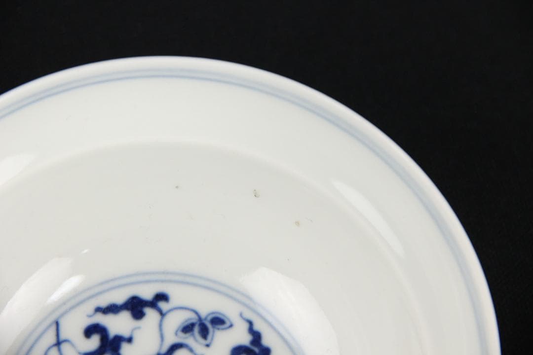 中国美術　青花纏枝蓮文碗　唐草　大清光緒年製款　古陶磁　茶道具 ESM12-6