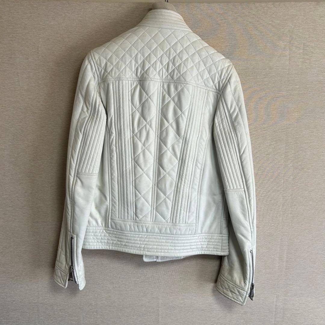 M　Dolce & Gabbana ホワイトレザーライダースジャケット