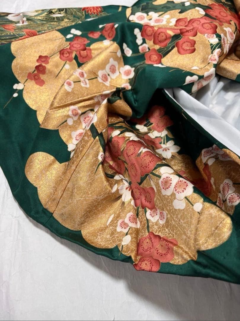 【Windy 】振袖 金彩 着物 成人式 和装 正絹 緑 金箔 絢爛