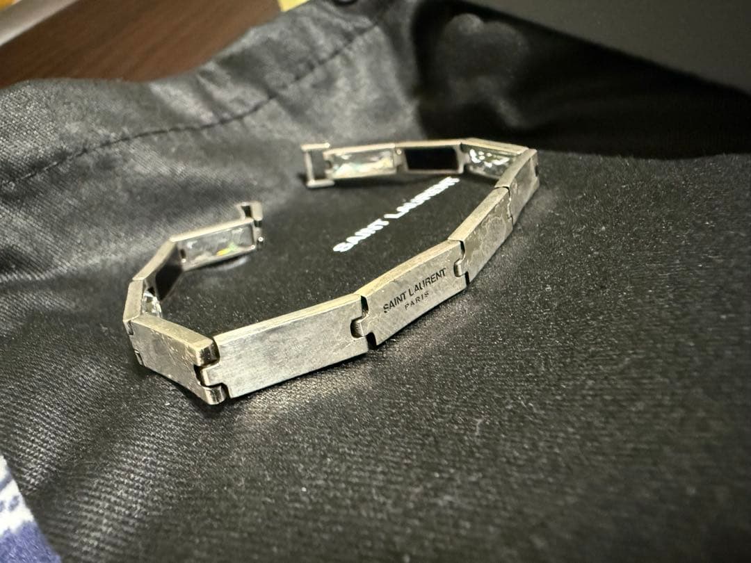 SAINT LAURENT 腕輪 メンズ NERO/CRYSTAL N