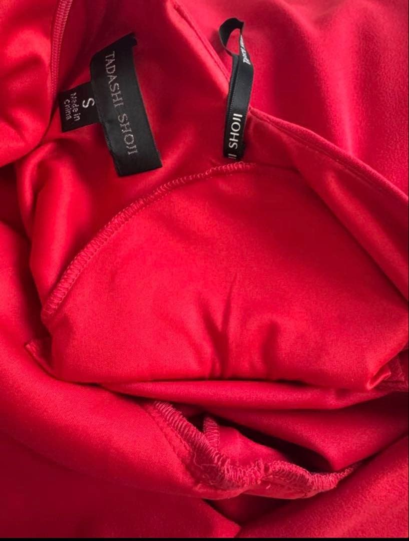 【極美品】TADASHI SHOJIダダシショージ 赤 ドレス 長袖ワンピース