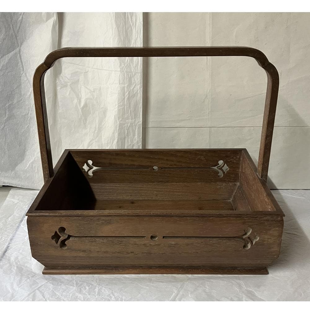 y066 桑 手付 莨盆 一対 木箱入り 古伊万里 火入 灰吹 透かし 煙草盆