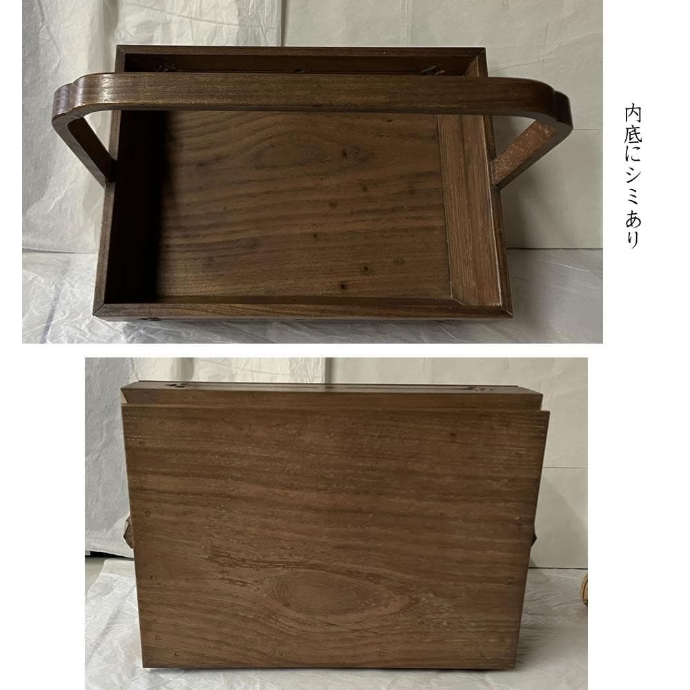 y066 桑 手付 莨盆 一対 木箱入り 古伊万里 火入 灰吹 透かし 煙草盆