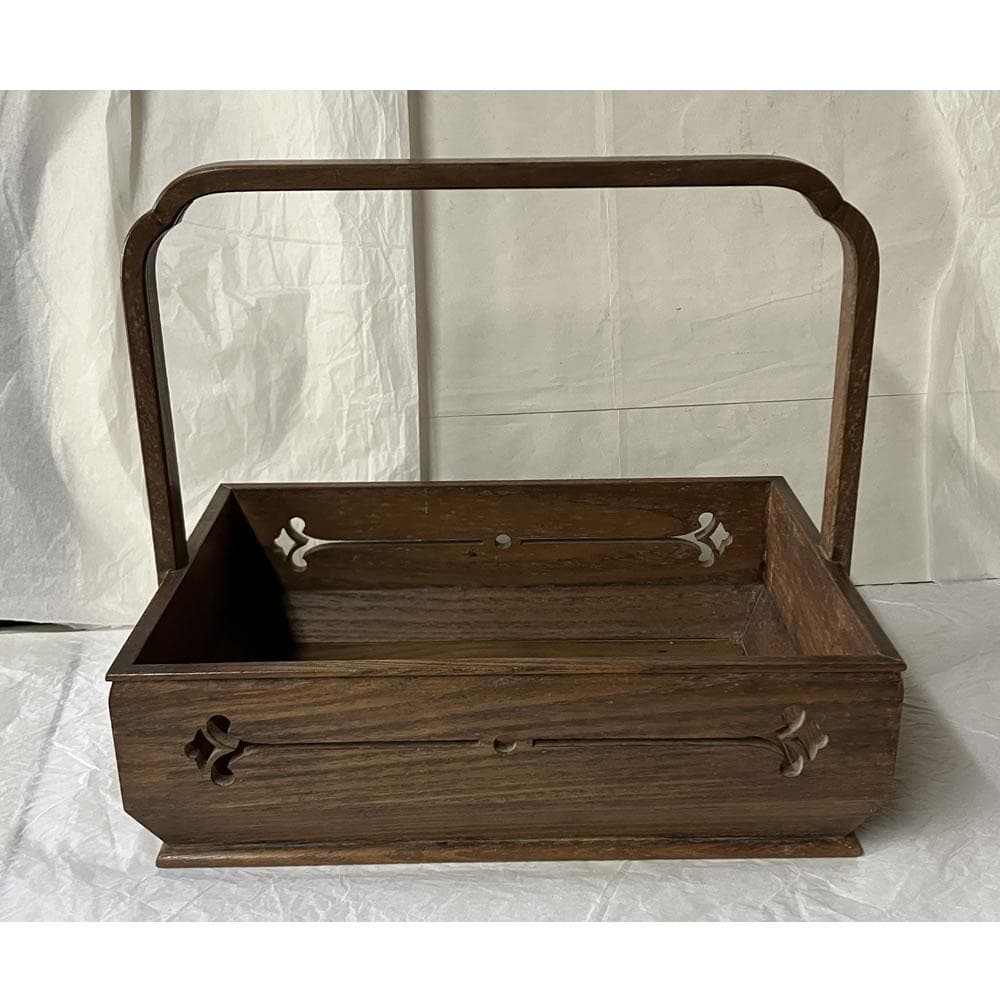 y066 桑 手付 莨盆 一対 木箱入り 古伊万里 火入 灰吹 透かし 煙草盆