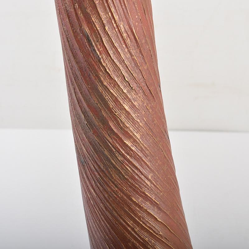 高岡銅器　須賀正紀造　蝋型鋳銅　素文耳付花生　花器　共布共箱　C　R7485