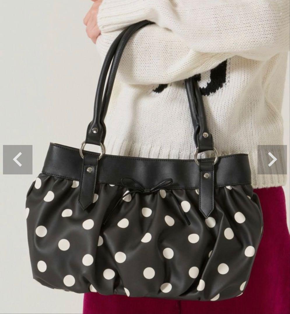 tinajojun ドット柄 ギャザー バッグ