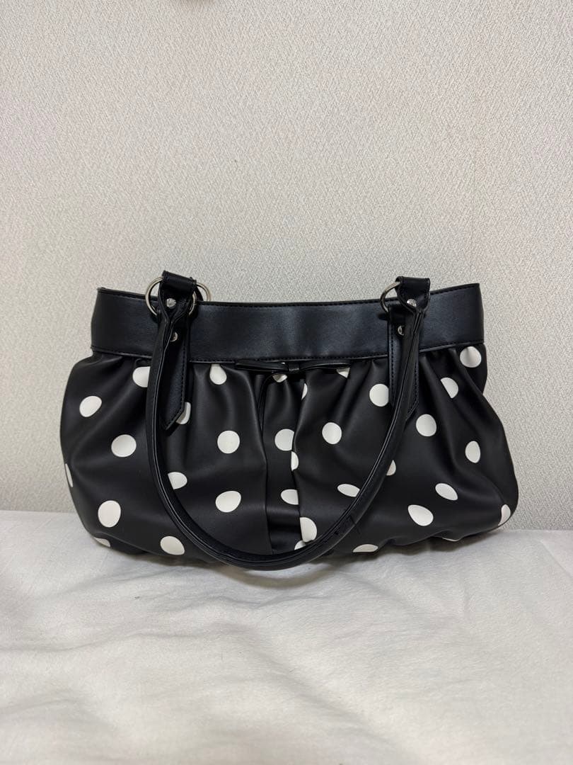 tinajojun ドット柄 ギャザー バッグ