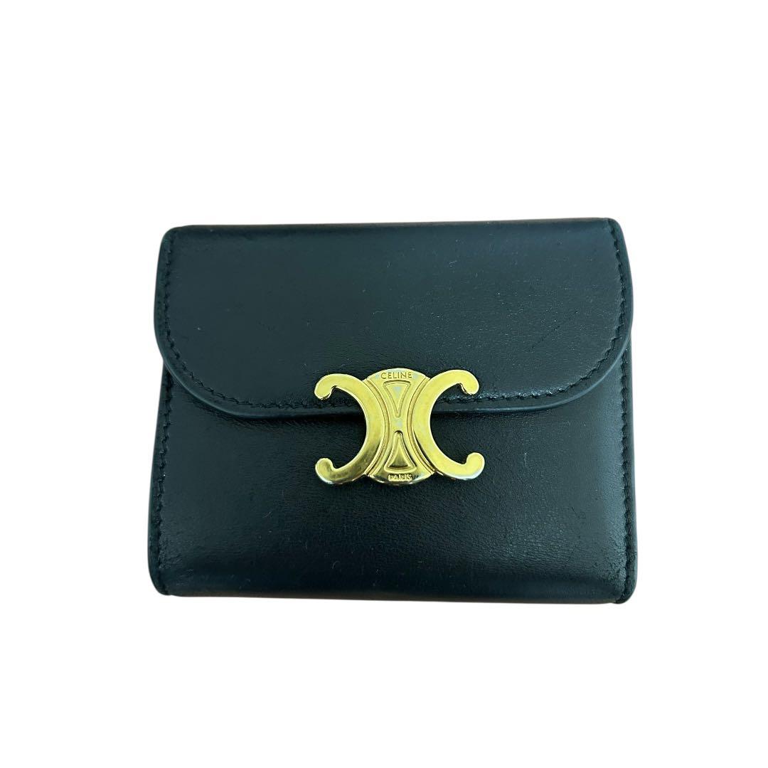 CELINE セリーヌ　トリオンフ　カーフスキン　三つ折り　財布　ミニ財布