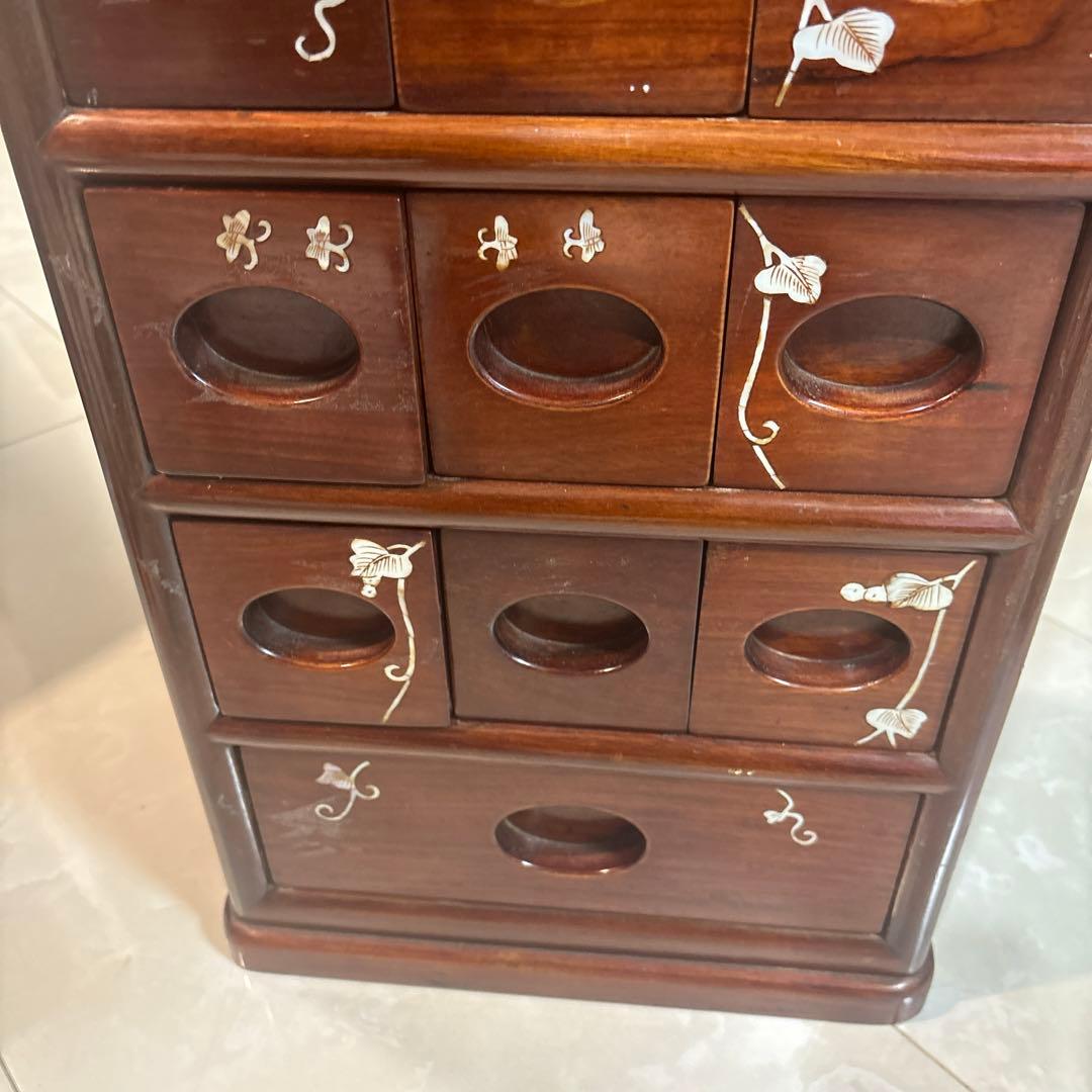 引き出し　小引き出し　家具　螺細　花梨　4段