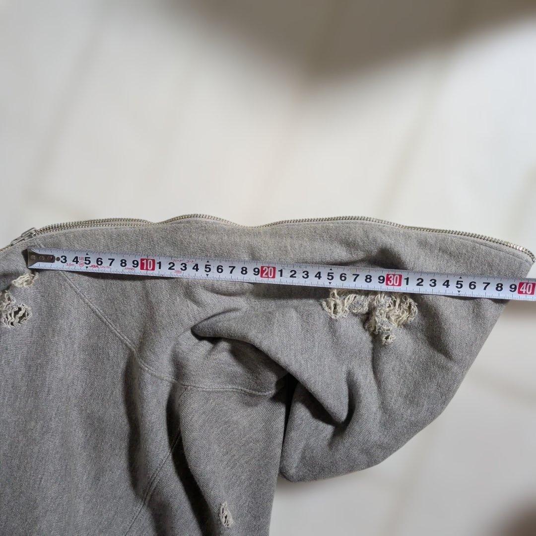 もきMIHARA YASUHIRO ダメージ加工 グレー ジップパーカー