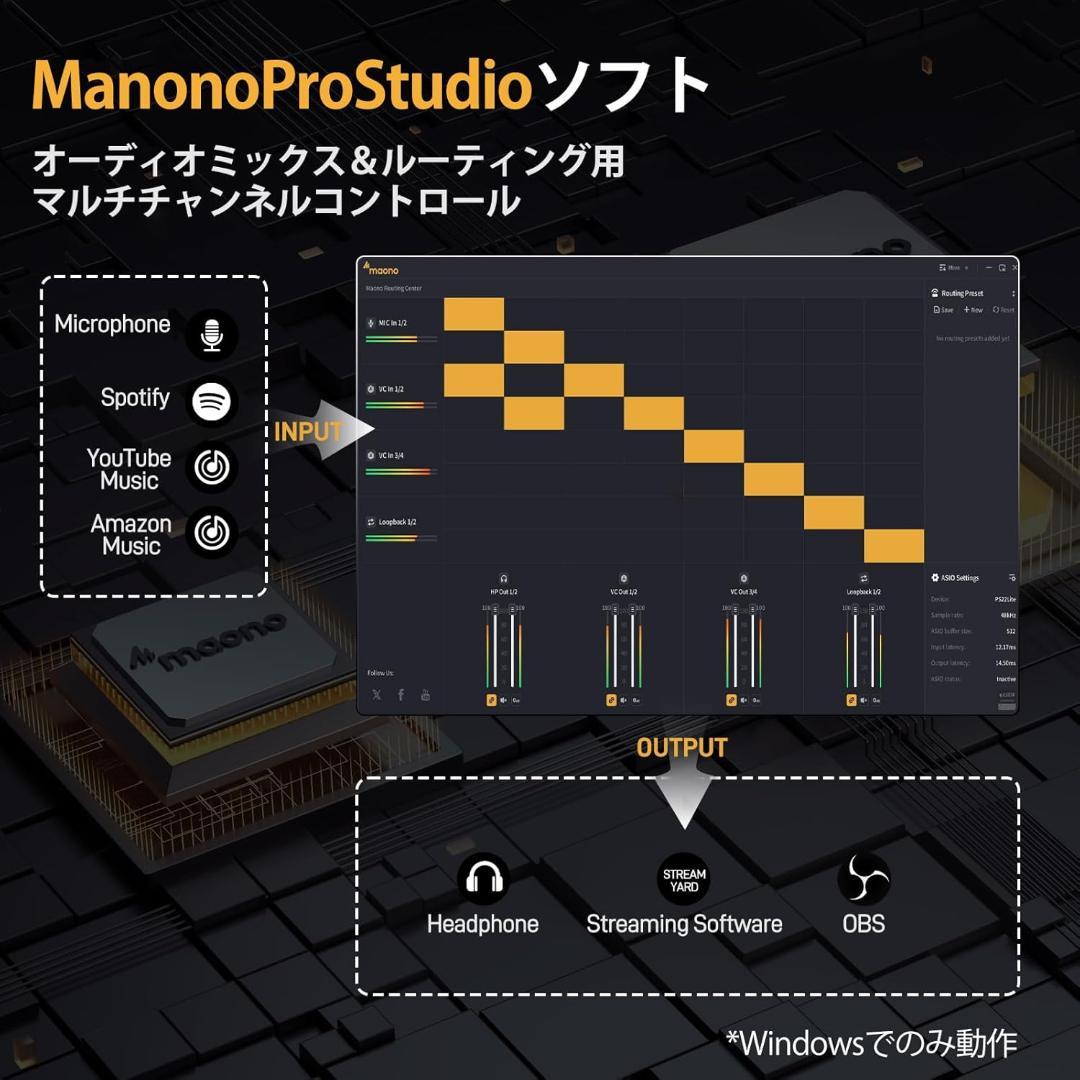 新品❤オーディオインターフェース オーディオミキサー XLR入力 ルーティング