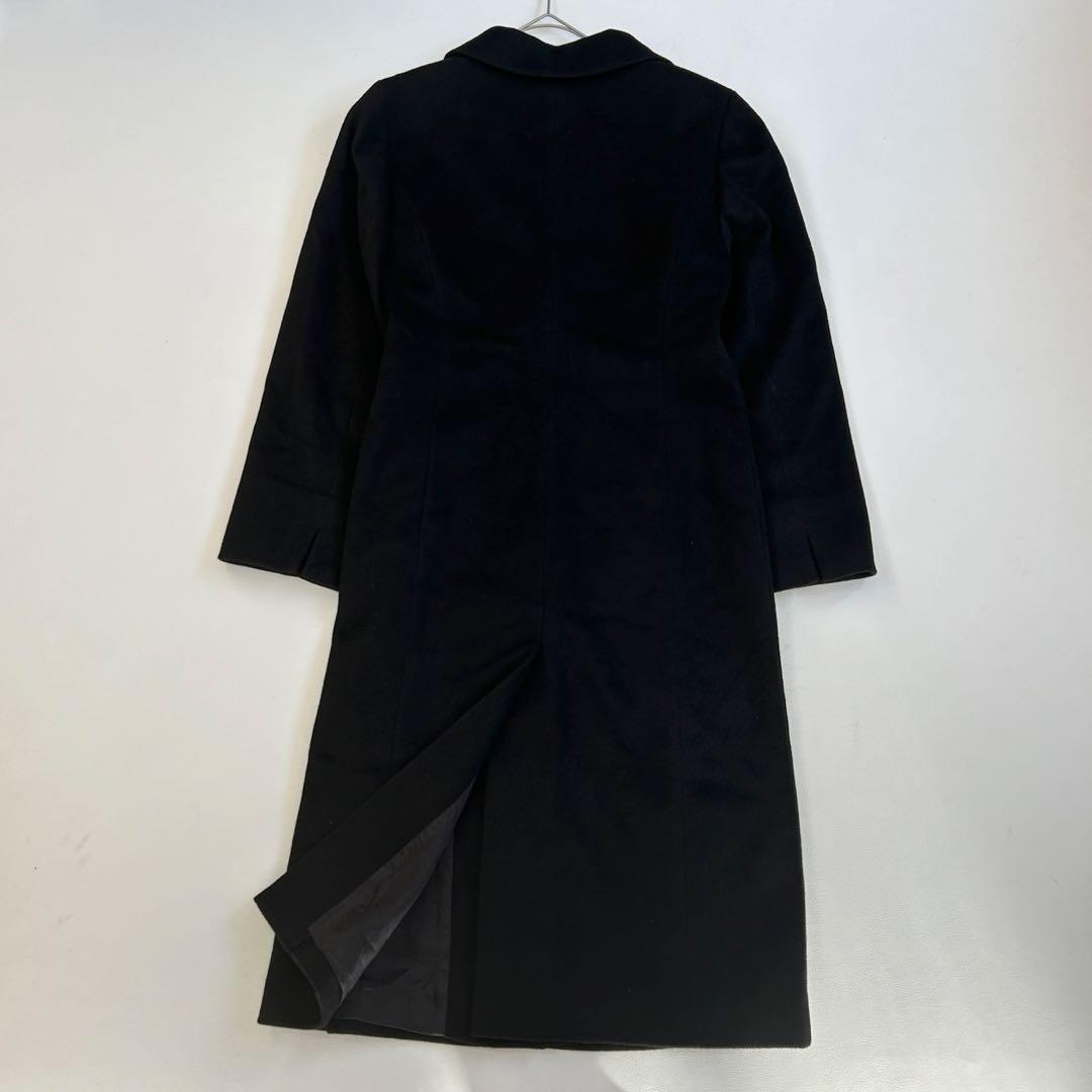 美品、ランバンコレクション ロングチェスターコート アンゴラ混 ファー衿付 40