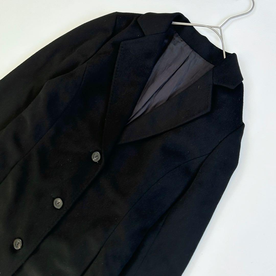 美品、ランバンコレクション ロングチェスターコート アンゴラ混 ファー衿付 40