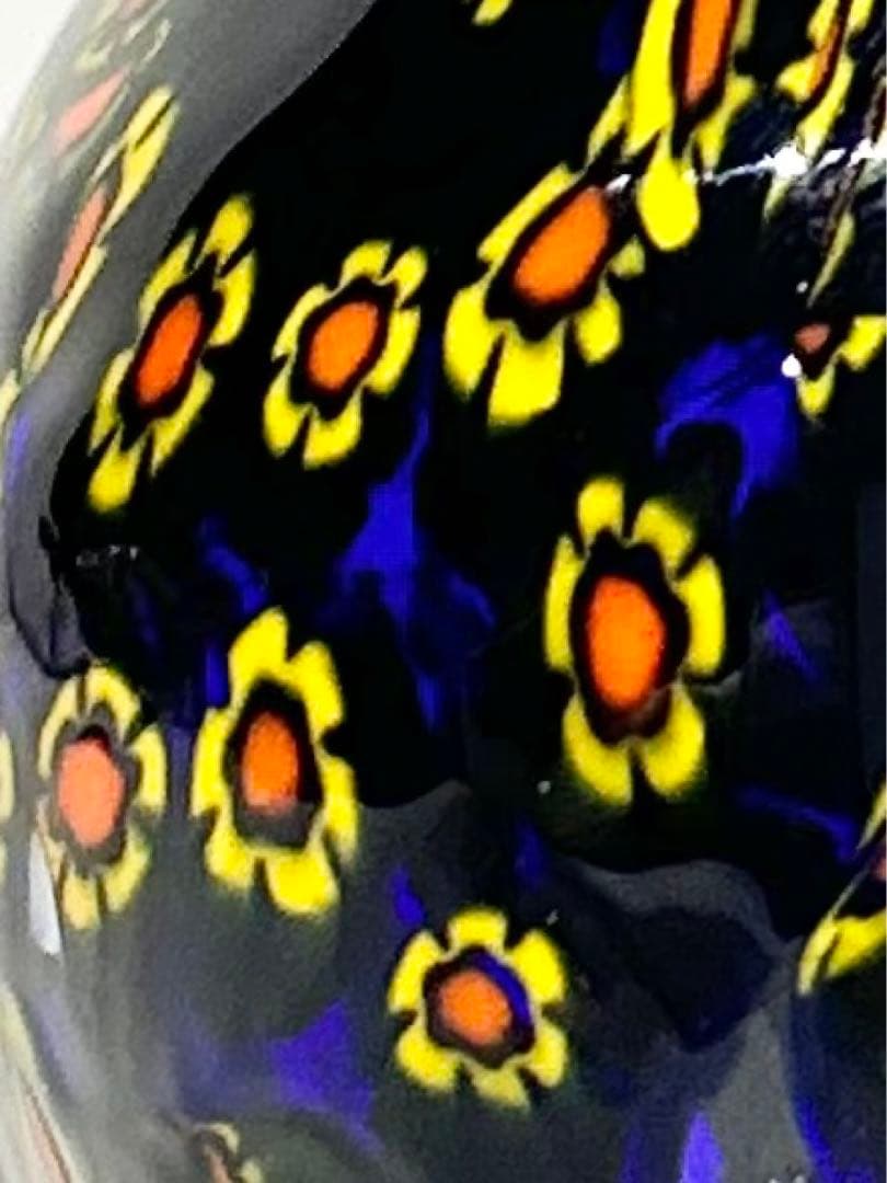 レトロ ベネチアンガラス ムラーノ ミルフィオリ 水差し イタリア ネイビー