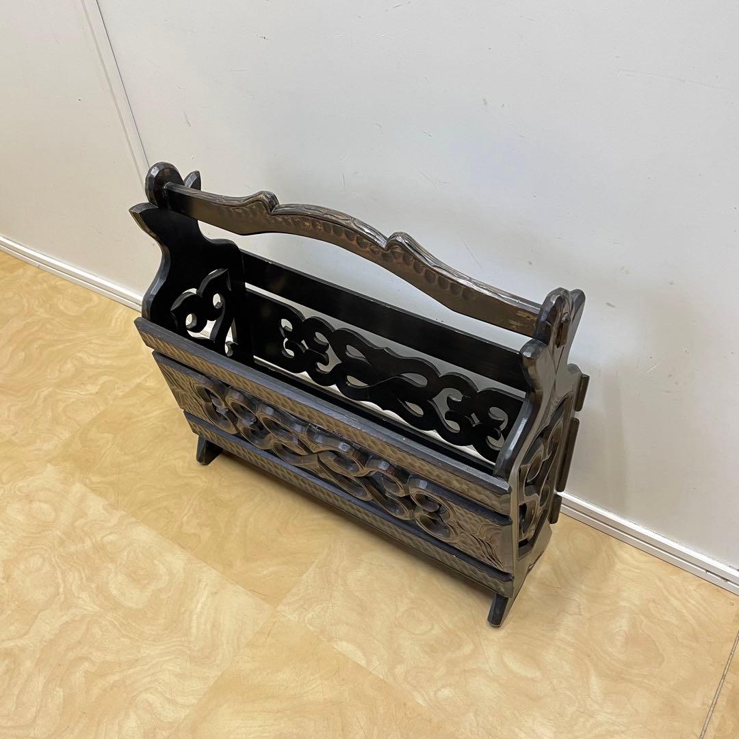 アイヌ 木彫り マガジンラック 木製 ビンテージ レトロ アンティーク