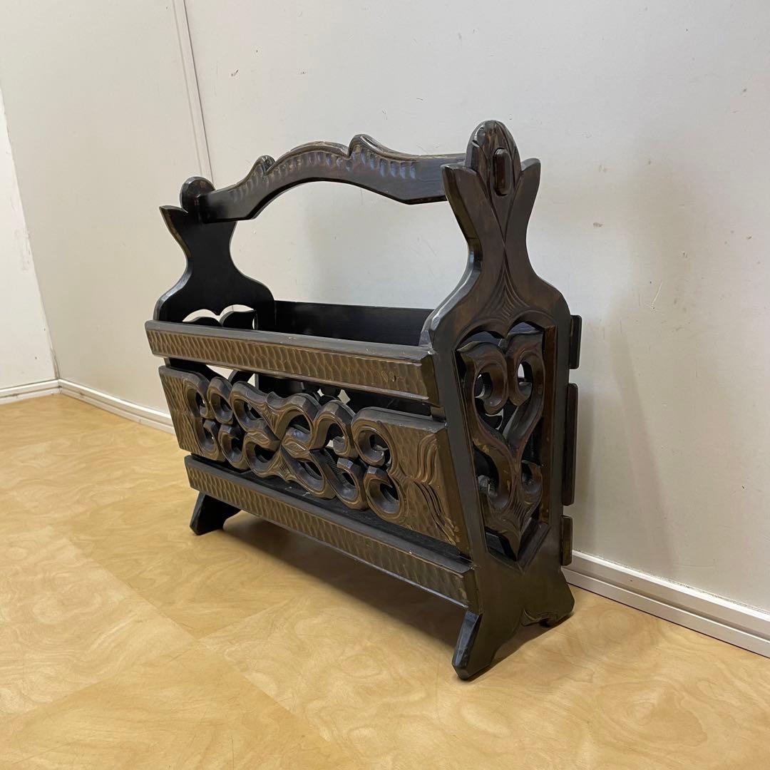 アイヌ 木彫り マガジンラック 木製 ビンテージ レトロ アンティーク