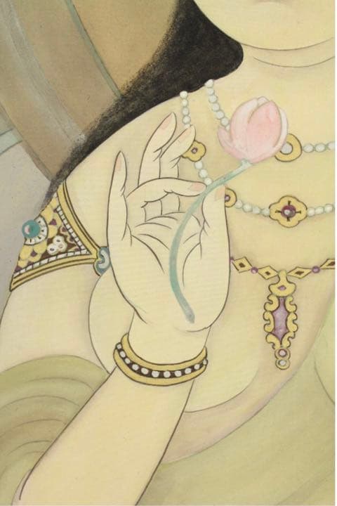 送料無料　極上絹本肉筆観音図 大幅掛軸 211×69cm　時代物