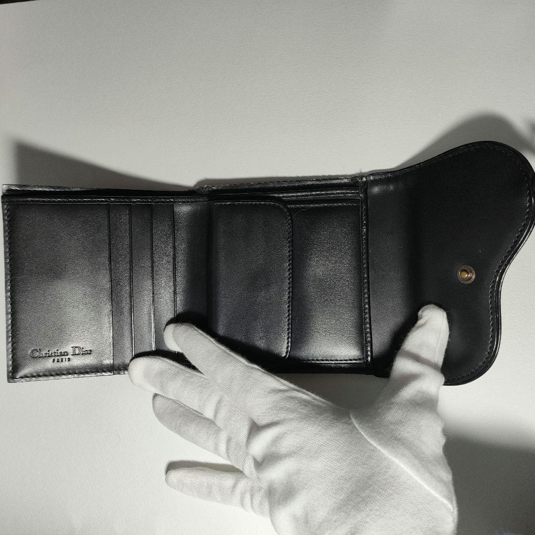 【極美品】ディオール オブリーク ジャガード サドル CD金具 三つ折り財布