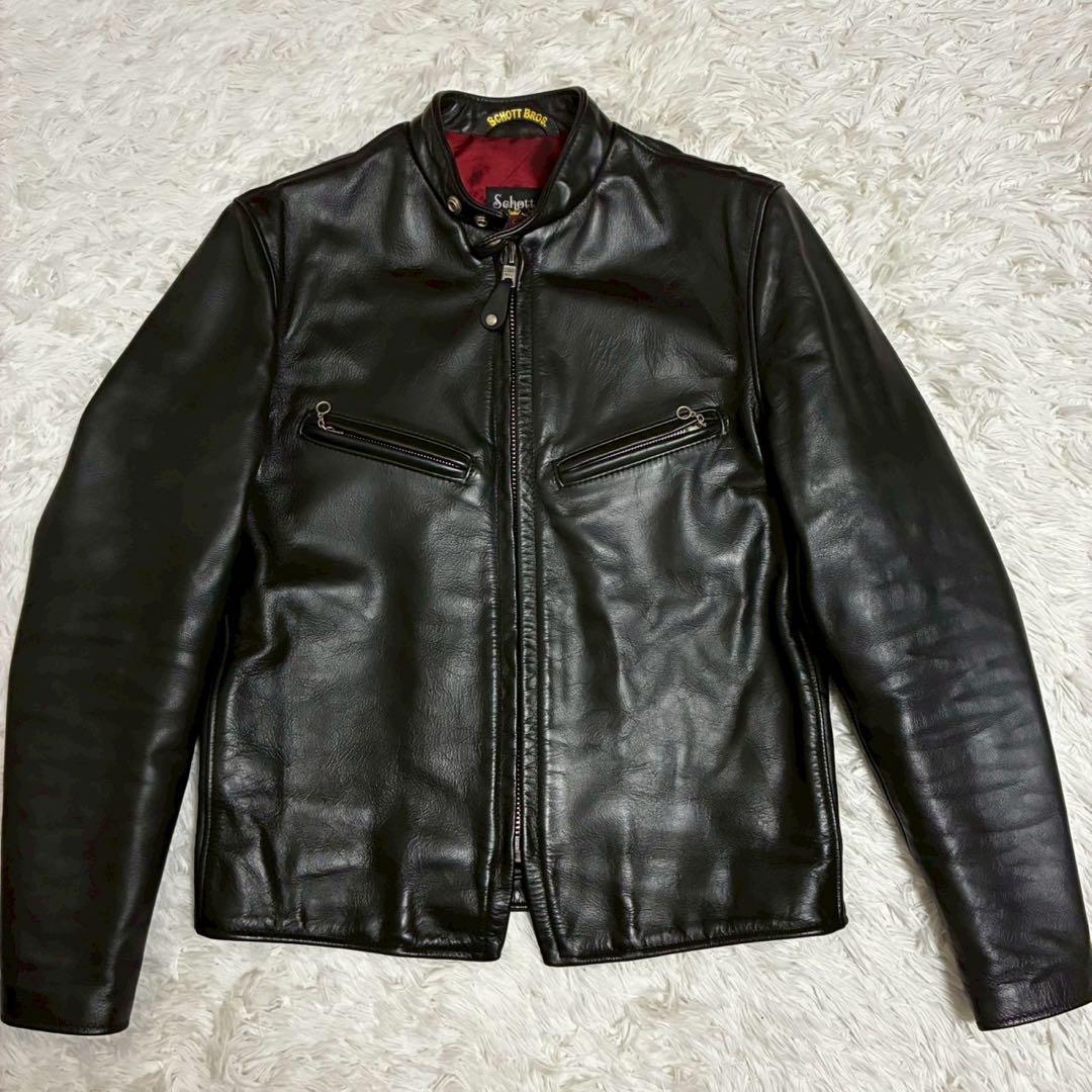 極美品 schott 641XX ライダースジャケット　カウレザー　黒　光沢感