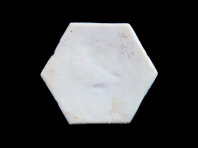 古伊万里　七宝紋透かし　六角大振盃台　ウランガラス付き　E473AS-fblk