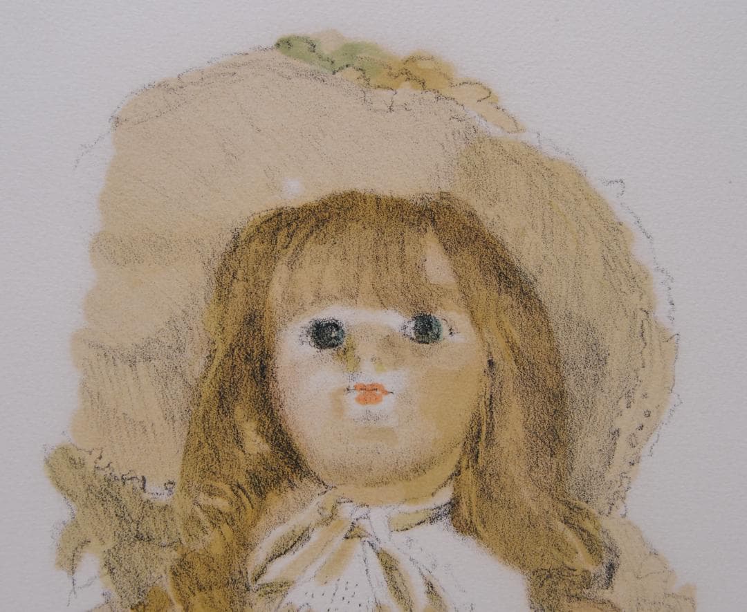 小磯良平 リトグラフ 「 フランス人形 」 梅田画廊 直筆 鉛筆 サイン